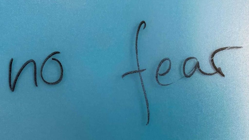 Foto mit dem Schriftzug "no fear"